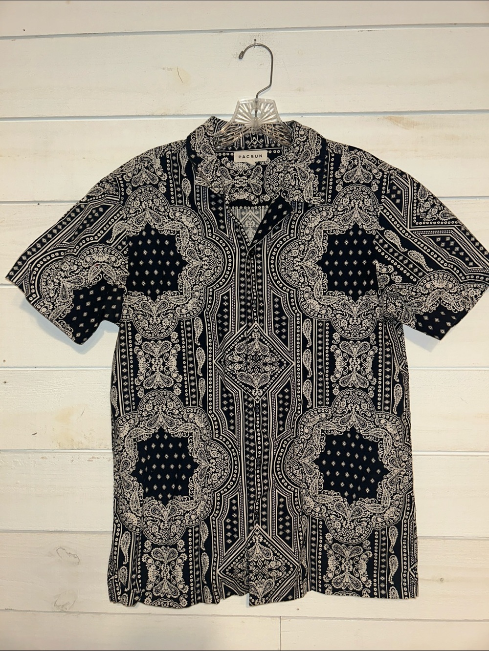 PacSun Black & White Paisley Bandana Button-Up Shirt
